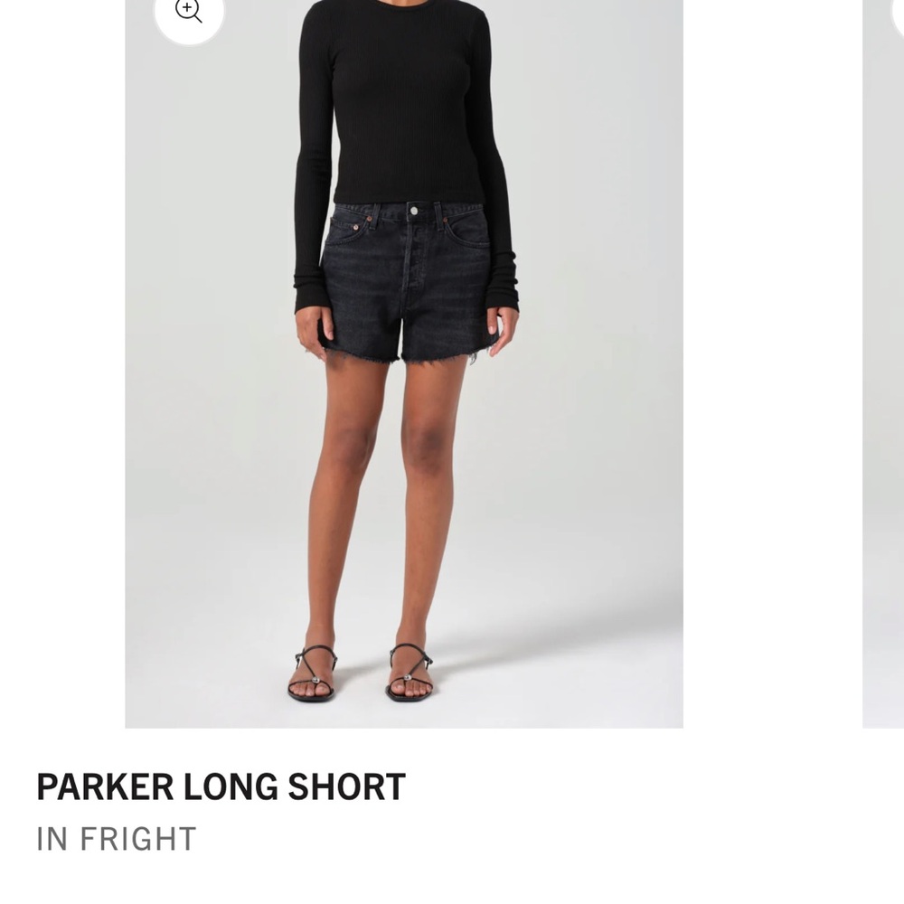 Agolde Parker Long Jean Shorts - Black